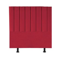 Kit Cabeceira Carla e Calçadeira Industrial 100cm Solteiro Box Ferro Prata Suede Vermelho - Amey Dec - 2