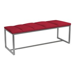 Kit Cabeceira Carla e Calçadeira Industrial 100cm Solteiro Box Ferro Prata Suede Vermelho - Amey Dec - 5