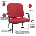 Ver imagem 5 de Kit Cadeira de Escritório Giratória e 2 Cadeiras Fixas Preta Magno P03 Vinil Vermelho - Lyam Decor