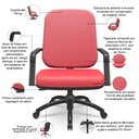 Ver imagem 4 de Kit Cadeira de Escritório Giratória e 2 Cadeiras Fixas Preta Magno P03 Vinil Vermelho - Lyam Decor