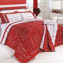 Ver imagem 1 de Edredom Queen Te Amo Dupla Face 150 Fios Algodão 5 Peças - Vermelho/branco