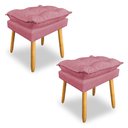 Ver imagem 1 de Kit 2 Puffs Decorativo Opala Suede Rosa Pés Palito Dal Poz Estofados