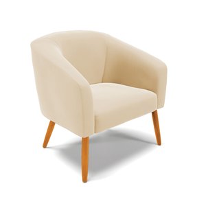 Poltrona Decorativa Stella Suede Bege Pés Palito - D'rossi