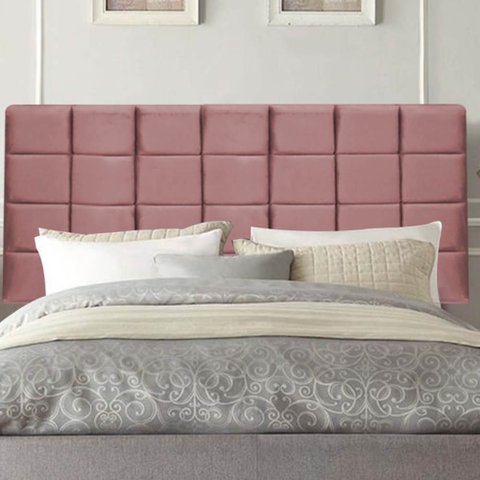 Painel Estofado Luxo Clara 195cm King Size para Cama Box Suede Rose - Gat Magazine