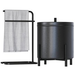 Kit Lixeira Tampa 6l Nara e Porta Toalha Eva para Pia Bancada Lavabo Aço D01 Preto - Inoviza - 1