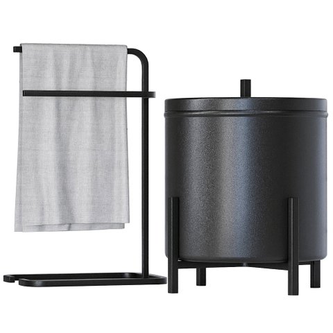 Kit Lixeira Tampa 6l Nara e Porta Toalha Eva para Pia Bancada Lavabo Aço D01 Preto - Inoviza