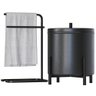 Kit Lixeira Tampa 6l Nara e Porta Toalha Eva para Pia Bancada Lavabo Aço D01 Preto - Inoviza - 1