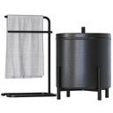 Ver imagem 1 de Kit Lixeira Tampa 6l Nara e Porta Toalha Eva para Pia Bancada Lavabo Aço D01 Preto - Inoviza