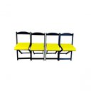 Ver imagem 2 de Conjunto Mesa Dobrável com 4 Cadeiras Preto Estofado Amarelo Redonda