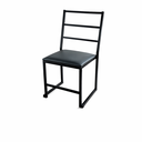 Ver imagem 4 de Cadeira Empilhável Moderna Reforçada Preta Assento Estofado Preto