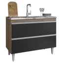 Ver imagem 1 de Balcão de Cozinha com Pia Inox 100cm Julia Z34 Freijó/preto - Mpozenato