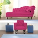 Ver imagem 1 de Kit Diva Recamier Juliana 140cm Lado Esquerdo e 01 Poltrona Classic Suede Pink - Amarena Móveis