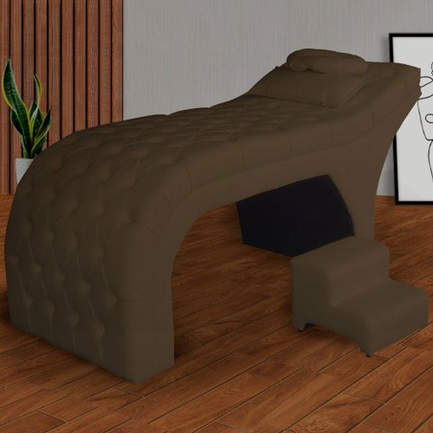 Kit Maca e Escada Para Massagem e Estética Suede Marrom - LM DECOR