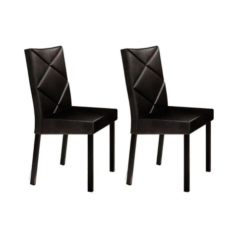Cadeira Sala de Jantar 1737 Kit 2 Un Preto-courino Preto Carraro
