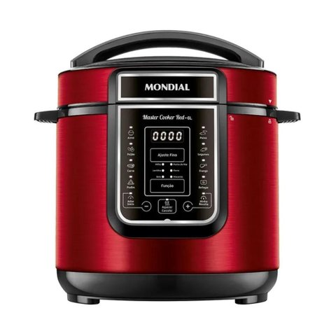 Panela de Pressão Elétrica Mondial Digital 6l 1000w Vermelho/preto 127v - Pe-60-6l-ri