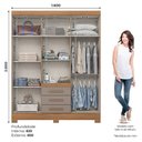 Ver imagem 3 de Guarda Roupa Alex4 Portas 3 Gavetas com Pés em Abs Nature Avelã - Henn - Briz