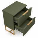 Ver imagem 5 de Mesa de Cabeceira Lumia com 2 Gavetas Detalhe Ripado Base de Aço Industrial Verde/Dourado Lh Móveis