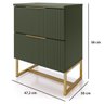 Mesa de Cabeceira Lumia com 2 Gavetas Detalhe Ripado Base de Aço Industrial - Verde/ Pé Dourado - 4