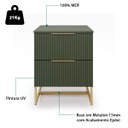 Ver imagem 6 de Mesa de Cabeceira Lumia com 2 Gavetas Detalhe Ripado Base de Aço Industrial - Verde/ Pé Dourado