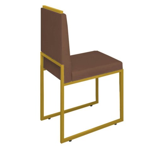 Cadeira Sala Jantar Barcelona – Base Dourado:marroom