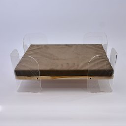 Cama em Madeira Teca com Estofado e Acrílico para Pets - 3