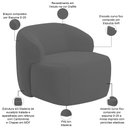 Ver imagem 4 de Kit 02 Poltronas Decorativa Fixa Orgânica para Sala Living Barolo L06 Veludo Grafite - Lyam Decor