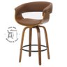 Banqueta Giratória Baixa Betim Rivatti Marrom Base Madeira - 2
