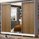 Ver imagem 1 de Guarda Roupa Juvenil 100% Mdf Madesa Kevin 3 Portas de Correr com Espelho com Pés - Branco/rustic