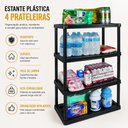 Ver imagem 3 de Estante Organizadora Plastica Preta 4 Prateleiras Multiuso Cozinha Lavanderia Despensa Garagem