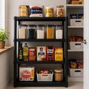 Ver imagem 4 de Estante Organizadora Plastica Preta 4 Prateleiras Multiuso Cozinha Lavanderia Despensa Garagem