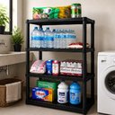 Ver imagem 7 de Estante Organizadora Plastica Preta 4 Prateleiras Multiuso Cozinha Lavanderia Despensa Garagem