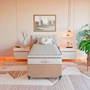 Ver imagem 4 de Cama Box Baú Solteiro Bege + Colchão Paris Molas Branco Suede Bege/branco