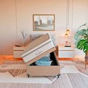 Ver imagem 2 de Cama Box Baú Solteiro Bege + Colchão Paris Molas Branco Suede Bege/branco