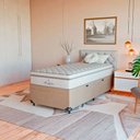 Ver imagem 3 de Cama Box Baú Solteiro Bege + Colchão Paris Molas Branco Suede Bege/branco