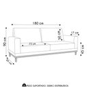 Ver imagem 4 de Sofá 3 Lugares 180cm Living Sala de Estar Kayrós D05 Sintético Whisky - Mpozenato