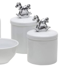 Potes, Molhadeira e Porta Álcool-Gel Cavalinho Prata Quarto Bebê Infantil Menina Menino - 2