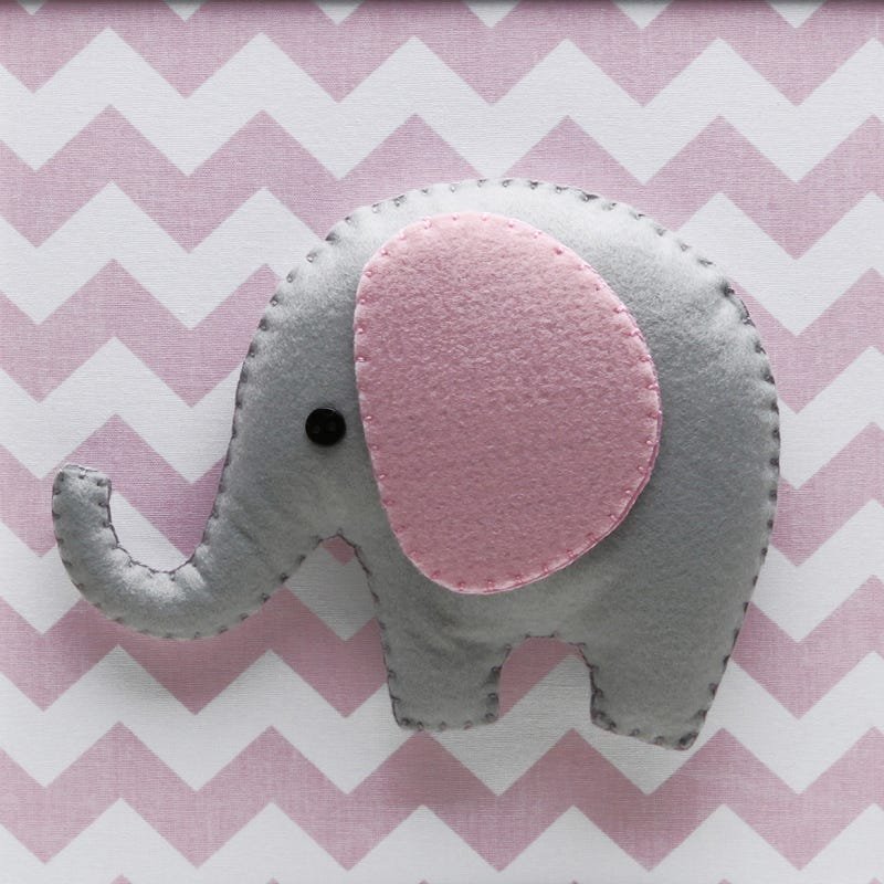 Quadro Decorativo Elefante Chevron Rosa Quarto Bebê Infantil Menina - 2