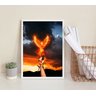 Quadro Decorativo Arquétipo da Fênix 45x34cm - com Vidro:madeira Preta - 1