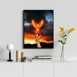 Quadro Decorativo Arquétipo da Fênix 45x34cm - com Vidro:madeira Preta - 2