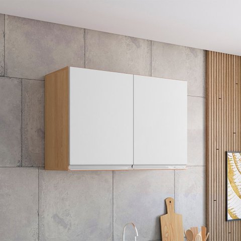 Armário Cozinha Aéreo 81cm com 2 Portas Leticia Amêndoa/branco A01 - D’Rossi
