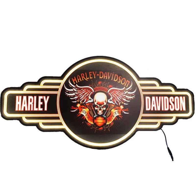 Placa Decorativa Mdf Com Led Harley Davidson