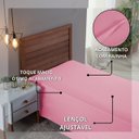 Ver imagem 4 de Roupa Cama Solteiro 300 Fios Lençol Virol sem Elástico de Algodão:rose