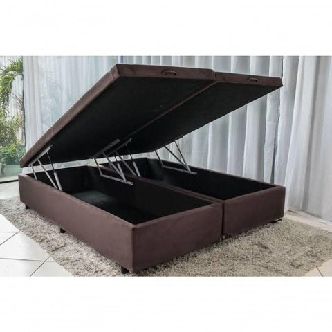 Cama Box Baú Casal -suede Marrom 158x198