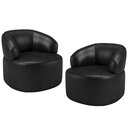 Ver imagem 1 de Kit 02 Poltronas Giratória Orgânica para Sala de Estar Living Helena L02 Couríssimo Preto - Lyam Dec