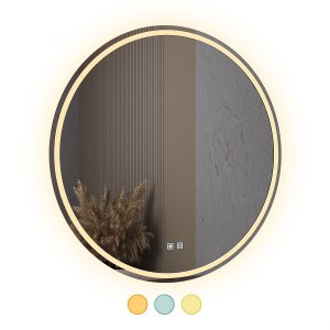 Espelho Led 3 Cores Redondo Banheiro Dual Touch C/ Desembaçador - 90cmx90cm 110v