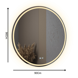 Espelho Led 3 Cores Banheiro Dual Touch C/ Desembaçador - 90cmx90cm - 6