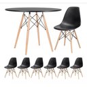 Ver imagem 1 de Conjunto de Mesa Redonda Eames 120cm Preto e 6 Cadeiras Eiffel Dsw Preto