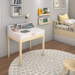 Escrivaninha Infantil 1 Gaveta com Cadeira para Quarto Mdf/madeira Branco Fosco - 3
