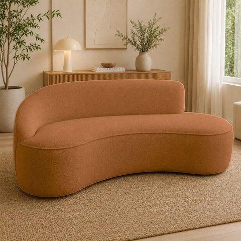 Sofá Luxuoso Sala de Estar 150cm Lado Direito Bouclé Solenne