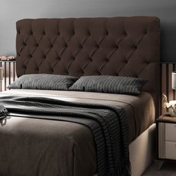 Cabeceira Cama Box Casal Lylla 140cm Capitonê com Frame Suede Marrom - Desk Design - 2